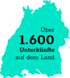 Über 1.600 Unterkünfte auf dem Land Baden-Württemberg Karte Türkis